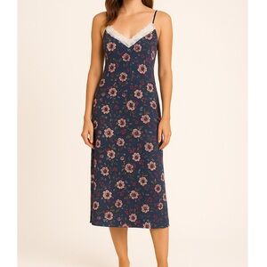 Nanette Lepore Floral Lace Trim Sleep Midi Dress Women’s XL Nightgown